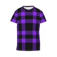 thumbnail image 4 of Wukai Purple Buffalo Plaid Youth Unisex Short Sleeve T-Shirt for Boys, Girls, Teens, and Kids-X-Small, 4 of 7