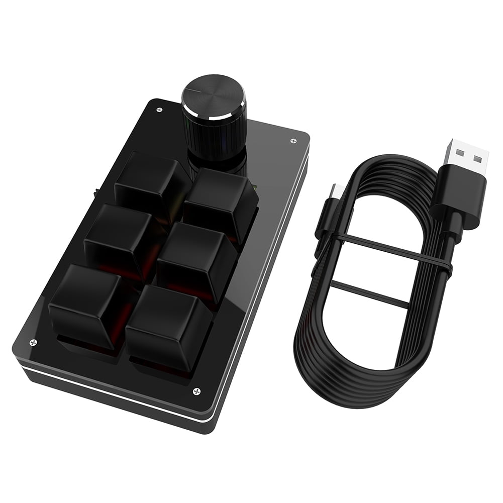 RGB Macro Keyboard Knob 6 Key + 1 Knob Programmable Onehanded