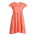 thumbnail image 4 of Time and Tru Women's Short Sleeve Tiered Knit Dress with Pockets, 4 of 5