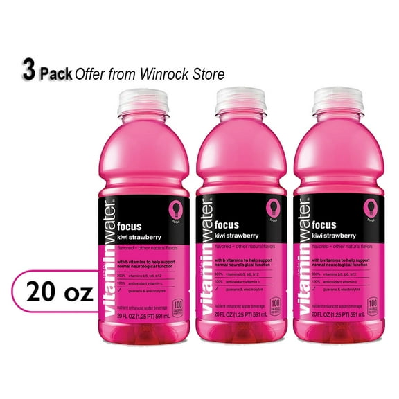Vitaminwater focus electrolyte enhanced water, kiwi-strawberry drink, 20 fl oz (3 Pack)