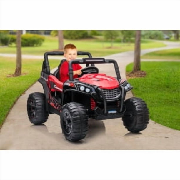Historyli Vehículo todoterreno eléctrico de 12 V para niños de 3 a 8 años, con control remoto, luces LED y suspensión de resorte, color rojo.