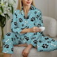 thumbnail image 6 of Honeii Cute Dog Footprints print Women's Pajama Sets Long Sleeve Button Down Sleepwear Nightwear Soft Pjs Lounge Sets-Large, 6 of 7