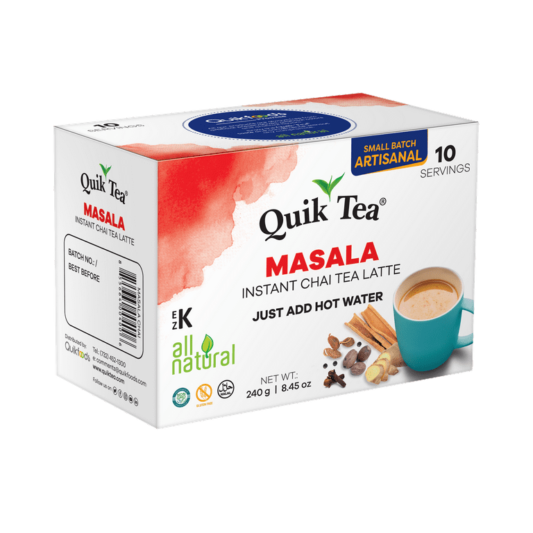 QuikTea Indian Spiced Masala Chai Latte with Milk 10 count