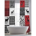 thumbnail image 4 of Red Grey Checkered Sheer Curtains 96 Inch Length 2 Panels Set, Farmhouse Animals Tree Country Voile Window Treatment Semi Sheer Long Curtains Drapes for Bedroom/Living Room/Kitchen 52"x96"x2, 4 of 7
