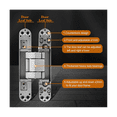 6Inch Door Hinges Zinc Alloy Invisible Hinge, 3Way Adjustable Butt