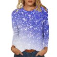 thumbnail image 2 of BLTIBY Womens Long Sleeve Shirts Spring Fall Sequin Round Neck Tops Casual Loose Fashion Comfortable Pullover Blouse Blue XXL, 2 of 4