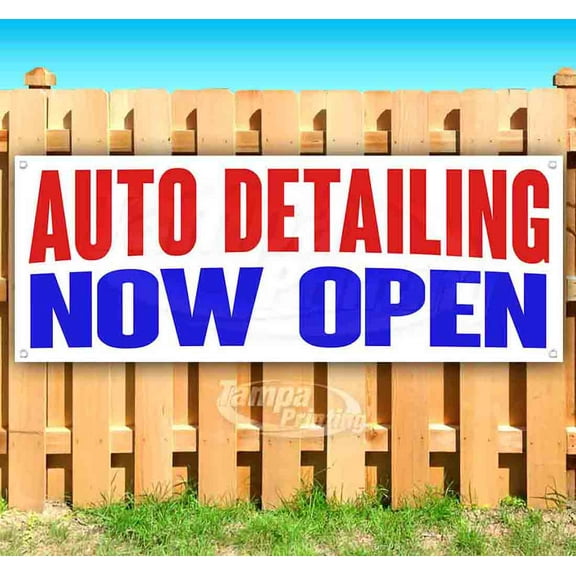 Auto Detailing Now Open 13 oz Vinyl Banner With Metal Grommets