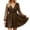 Brown, variant on GDREDA Elegant Mesh Sleeve Casual Dress With Gold Splatter Design Stylish Collar Flowy Mid Length Party And Daily Wear Attire For Women Black,S