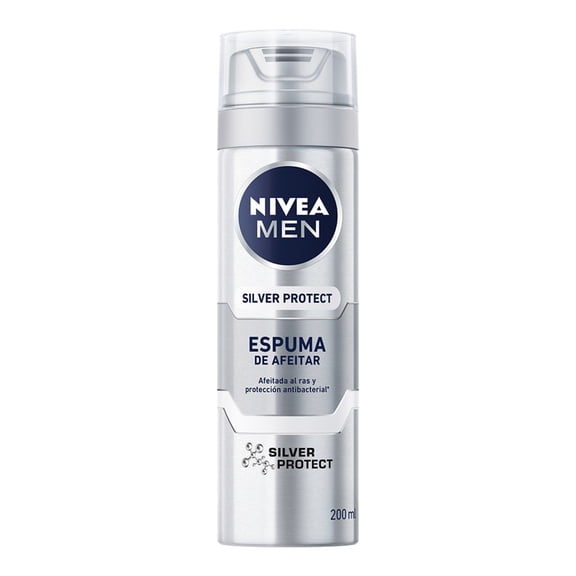 Espuma para afeitar NIVEA MEN Silver Protect antibacterial con iones de plata 200 ml