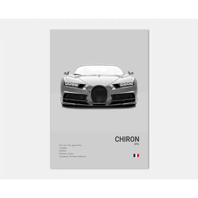 Pop-póster de coche deportivo francés en blanco y negro, Estética de lujo, Impresión de lienzo Chiron para arte de pared, decoración de la habitación del garaje del hogar