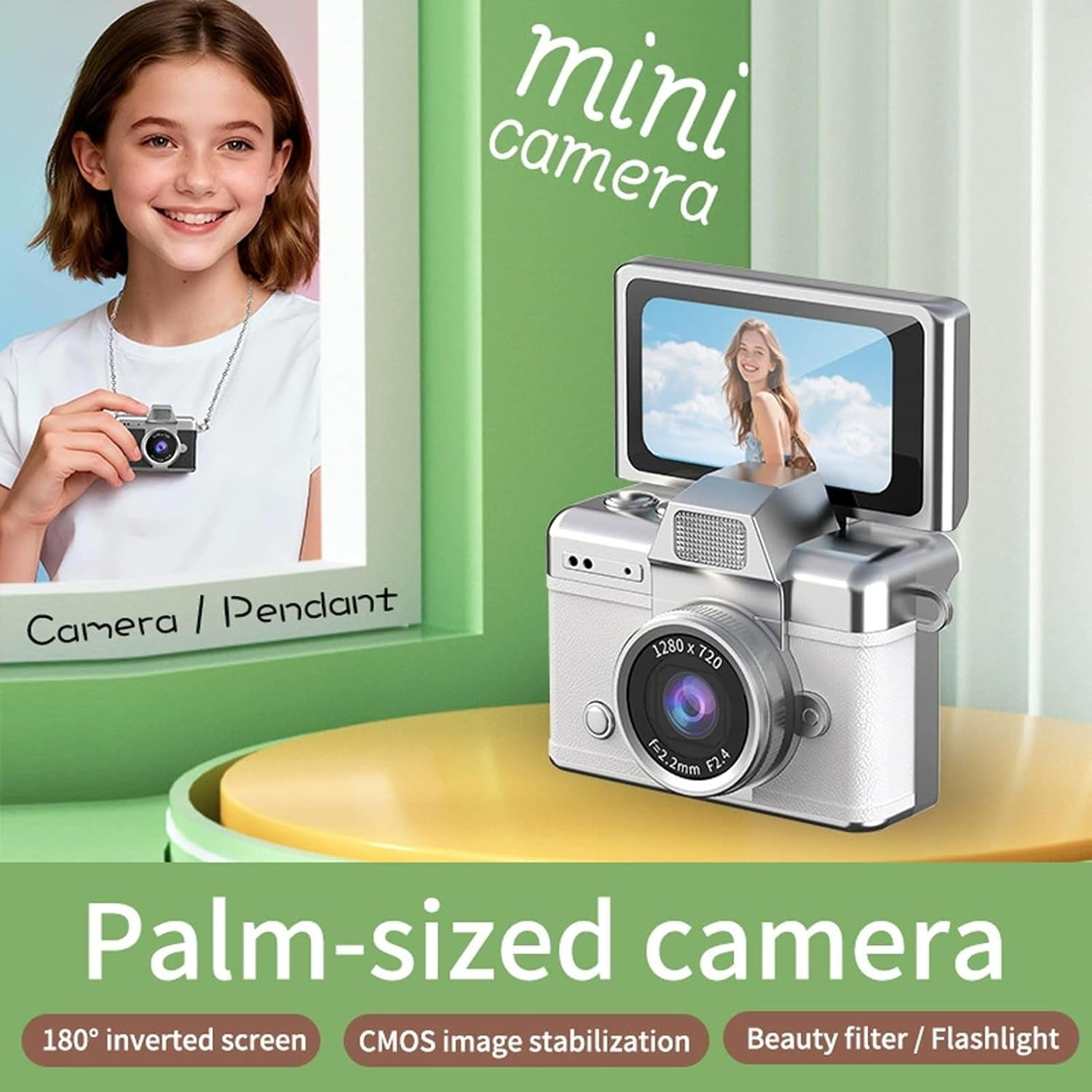 2026 New Mini Digital Camera with 1.47 in LCD Screen 1080P | Mini Keychain Retro Camera, Flip Screen & Built-in Flash, Ideal for Travel, Study, and Concerts