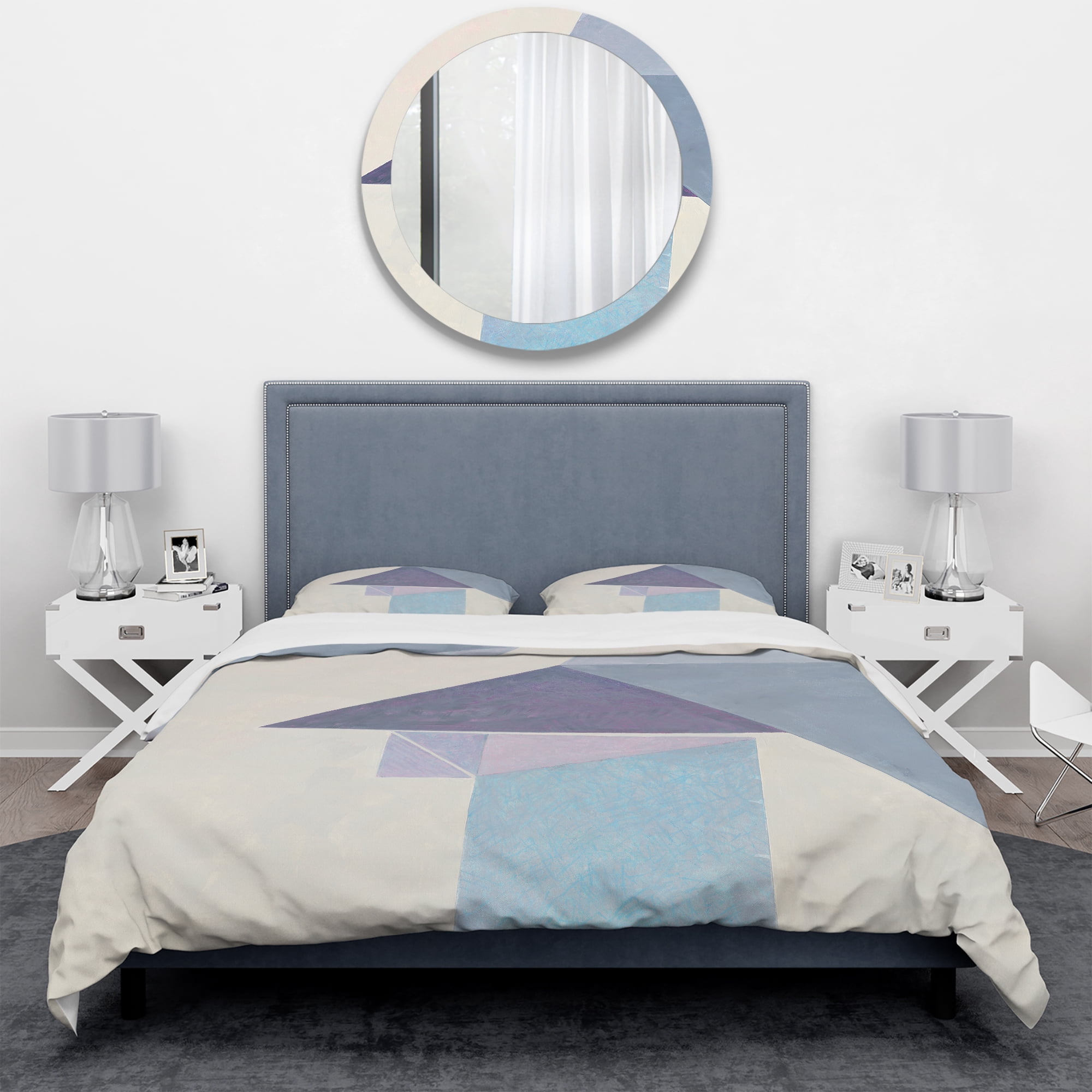 Designart 'Purple Geometric Bridge I' Geometric Duvet Cover Set