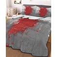 thumbnail image 3 of Quilts Twin Size Bedding Set, Red Cement Gray Lightweight Quilted Comforter, Modern Abstract Art Red Soft Reversible Bedspread Coverlet with Pillow Covers for All Season, 68" x 86", 3 of 7