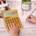 thumbnail image 4 of Multifunctional Bamboo Electronic Calculator Counter 12 Digits Solar & Battery Dual Powered for Home Office School Retail Store, 4 of 7