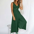 thumbnail image 2 of HAPIMO Women's Wide Leg Jumpsuit Cutout Fit Casual Daily Fashion Solid Relaxed Trousers Sleeveless V Neck Green XXL, 2 of 9