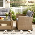 thumbnail image 2 of Seizeen Outdoor Furniture Set, 4 Pieces  PE Wicker Rattan Patio Conversation Set with Table & Lounge Chair, All-Weather Cushioned Sectional Sofa Set for Backyard Porch Garden, Gray Cushions, 2 of 8