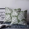 thumbnail image 2 of 16x16 Pillow Covers Set of 2, Dark Green Coral Coastal Square Throw Pillow Covers for Couch/Sofa/Living Room, White Summer Beach Seaside Ocean Decorative Soft Pillowcases for Couch Throw Pillows, 2 of 7
