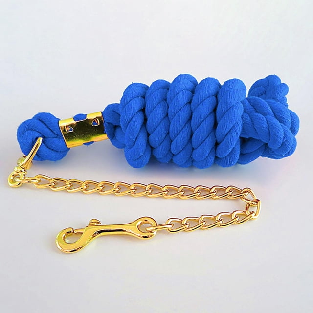 Cuerda guía caballo algodón con accesorio cana Hebil giratoria Duraro usar para entrenamiento , Azul 4m shamjiam Cuerda con Cadena