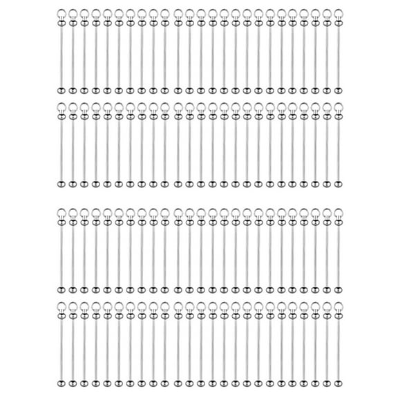 100Pcs Blank Beadable Keychain Bars,Metal DIY Bead Keychain Bar Charms Eady Detachable Key Chain Making Accessories