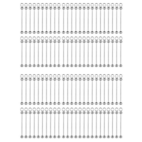 100Pcs Blank Beadable Keychain Bars,Metal DIY Bead Keychain Bar Charms Eady Detachable Key Chain Making Accessories