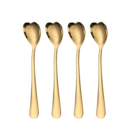 

4Pcs Dessert Sugar Stainless Steel Stirring Spoons Tableware Teaspoon Dinnerware Cutlery Set Coffee Spoon GOLD