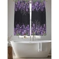 thumbnail image 5 of Purple Lavender Sheer Curtains 63 Inch Length 2 Panels Set, Spring Watercolor Wildflowers Plant Black Voile Window Treatment Curtains Sheers Drapes for Bedroom/Living Room/Kitchen 52x"63"x2, 5 of 7