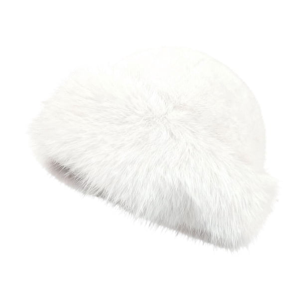 Gorro cosaco ruso para mujer, resistente al viento, de felpa, ideal para senderismo en climas fríos. Blanco