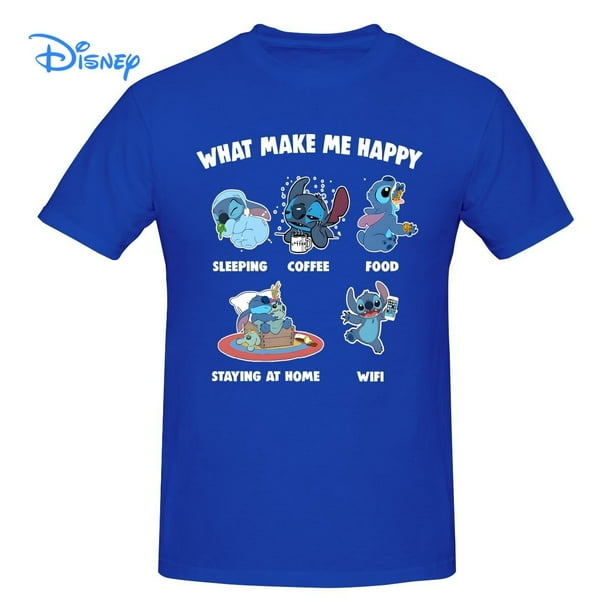 What Makes Me Happy Disney Stitch T shirt Harajuku Short Sleeve T-shirt 100% Cotton Graphics Tshirt Brands Tee Top4XL Gao Jinjia LED