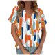 thumbnail image 2 of Fiudx Ofertas de La Semana Camiseta Holgada Informal de Manga Corta con Cuello En V a Cuadros para Mujer, 2 of 5