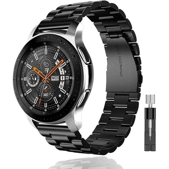WUWOCJ 22MM Stainless Steel Quick Release Watch Band Compatible with Samsung Galaxy Watch 46mm/Samsung Gear S3 Frontier/Samsung Gear S3 Classic/Huawei Watch 2 Classic/Pro (Black)