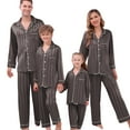 thumbnail image 4 of GILIGEGE Satin Christmas Pajamas for Family Striped Button Down Shirt And Pants Xmas Pjs Matching Sets Sleepwear Jammies Long Sleeve Sleepwear And Pants Festival Party Loungewear Matching Sets, 4 of 8
