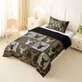 thumbnail image 2 of Manfei Vintage Deer Silhouette Twin Comforter Sets,Wooded Pine Print Bedding Set,Dark Brown,Black Reversible,2pcs,1 Comforter and 1 Pillowcase, 2 of 7