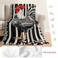 thumbnail image 5 of Vintage Rooster Blanket Soft Cozy Warm Throw Blanket for Couch, Plush Fuzzy Flannel Fleece Blankets for Sofa, Black White Striped Watercolor Bed Blankets Lightweight Gifts for Women, 40"x60", 5 of 9