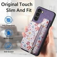 thumbnail image 5 of Allytech Galaxy S23 FE Case with Zipper Pocket & Cards Holder, Floral Slim Wallet Case for Girls Women Shockproof Stand Compatible with Car Mount Phone Case for Samsung Galaxy S23 FE -Purple, 5 of 9