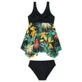 thumbnail image 3 of ibiyuan Girls Swimsuit Cover Up 2 Piece with Drawstring Bathing Suits for Girls Quickdry Allover Printed Girls Swimwear Tankini Ruched Rash Guard Bikini Set Swimwear with Cover Up Skirt, 3 of 4