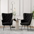 thumbnail image 6 of Daluvenix Adjustable Legs Accent Chair, Velvet/Leather Upholstery, High Wide Armrest & Thick Pad, 300LBS Weight Capacity Single Sofa, Black, 6 of 6