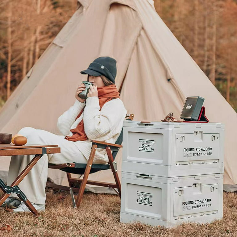Outdoor Camping Folding Box Car Storage Box Food Organizer Wooden