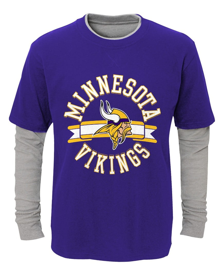 Minnesota Vikings Youth NFL "Definitive" L S Faux Layer Thermal Shirt by Outerstuff