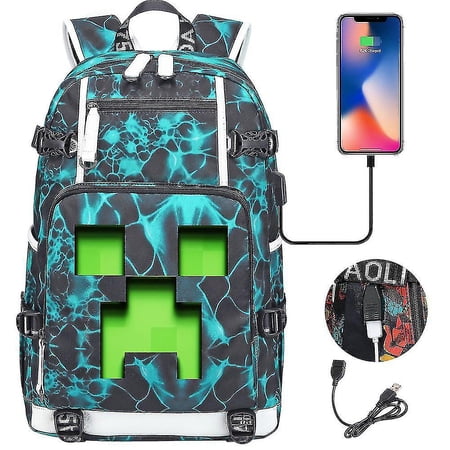 Minecraft Backpack Usb Backpack For Laptop Kids School Bags | Walmart ...