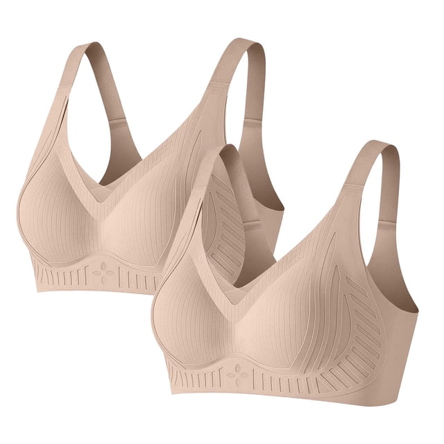 Push Up Bra For Women with Lift and Side Support, Solid Color T-Shirt Bra, 2-Pack Lingerie for Everyday Wear