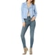 thumbnail image 2 of CHAQUETA DE MOTO CHIC PARA MUJER INSPIRADA EN EL ESTILO, DE SUEDE SINTÉTICO, COLOR SÓLIDO, CON CREMALLERA ASIMÉTRICA, TAMAÑO L, AZUL CLARO, 2 of 8