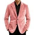 thumbnail image 2 of yuCgh Men's Corduroy Blazer Jacket, Solid Color Casual Suit Cardigan with Warm Pockets, Lightweight Fall Winter Outerwear for Business Casual & Daily Wear,Pink,XL, 2 of 6