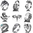 thumbnail image 4 of Juego De Anillos Punk Vintage De 16 Piezas Anillo Abierto De Animal Lindo Anillos Apilables Góticos Para Mujeres, Hombres Y Niñas Yuarrent AP007681-02, 4 of 6