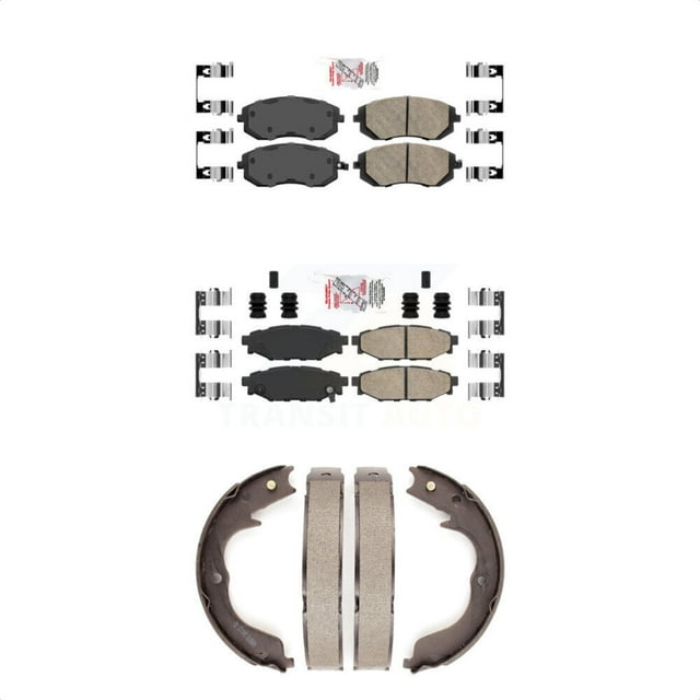 Transit Auto Front Rear Ceramic Disc Brake Pads and Parking Shoes Kit for Car Subaru Outback Forester Impreza Legacy KNN-100375