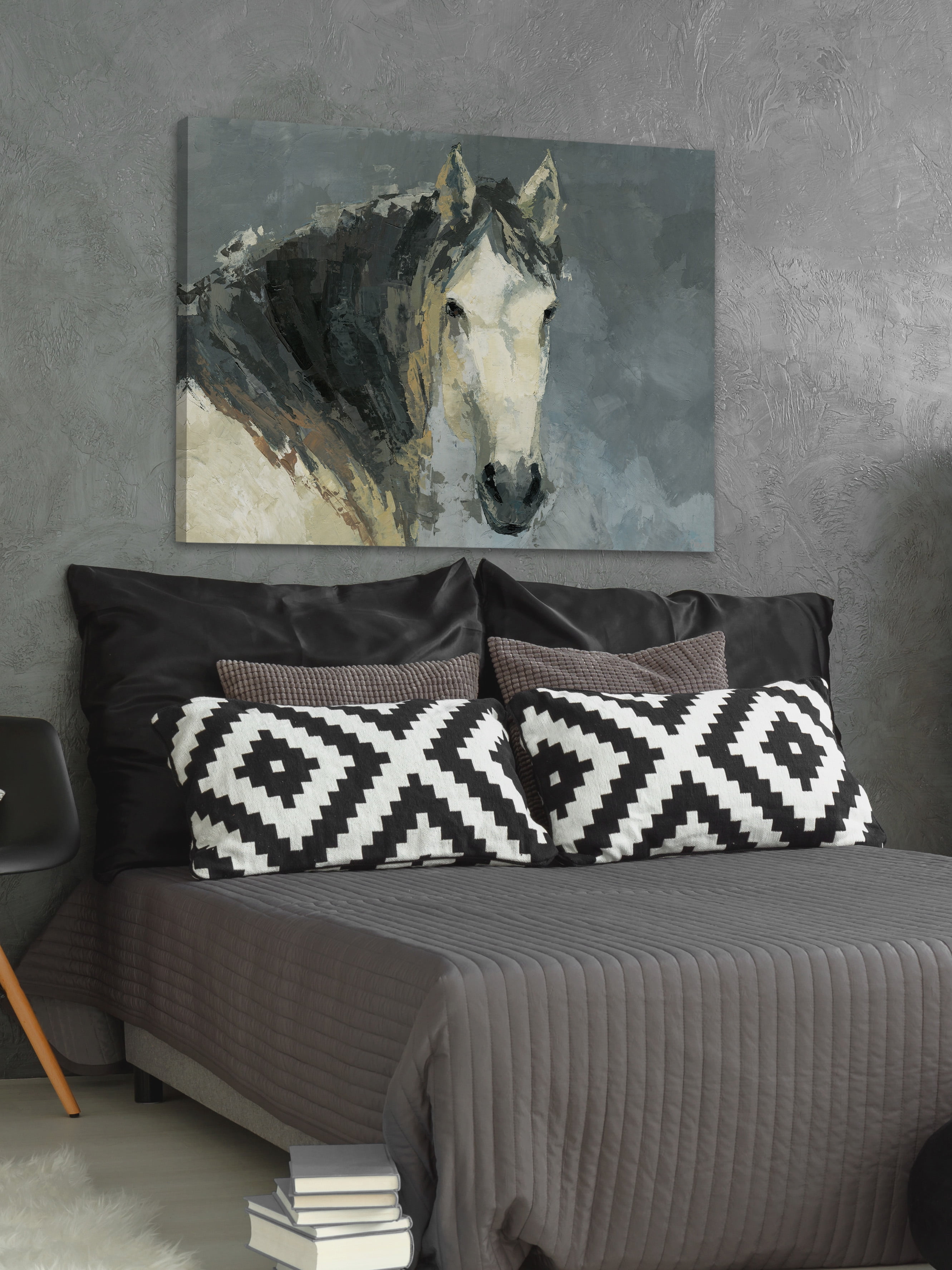 Parvez Taj "Dark-Haired Horse" Painting Print on Wrapped Canvas