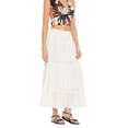 thumbnail image 3 of Women Solid Skirts Long Ruffle Layered Ladies Skirts for Summer, White, 3 of 7