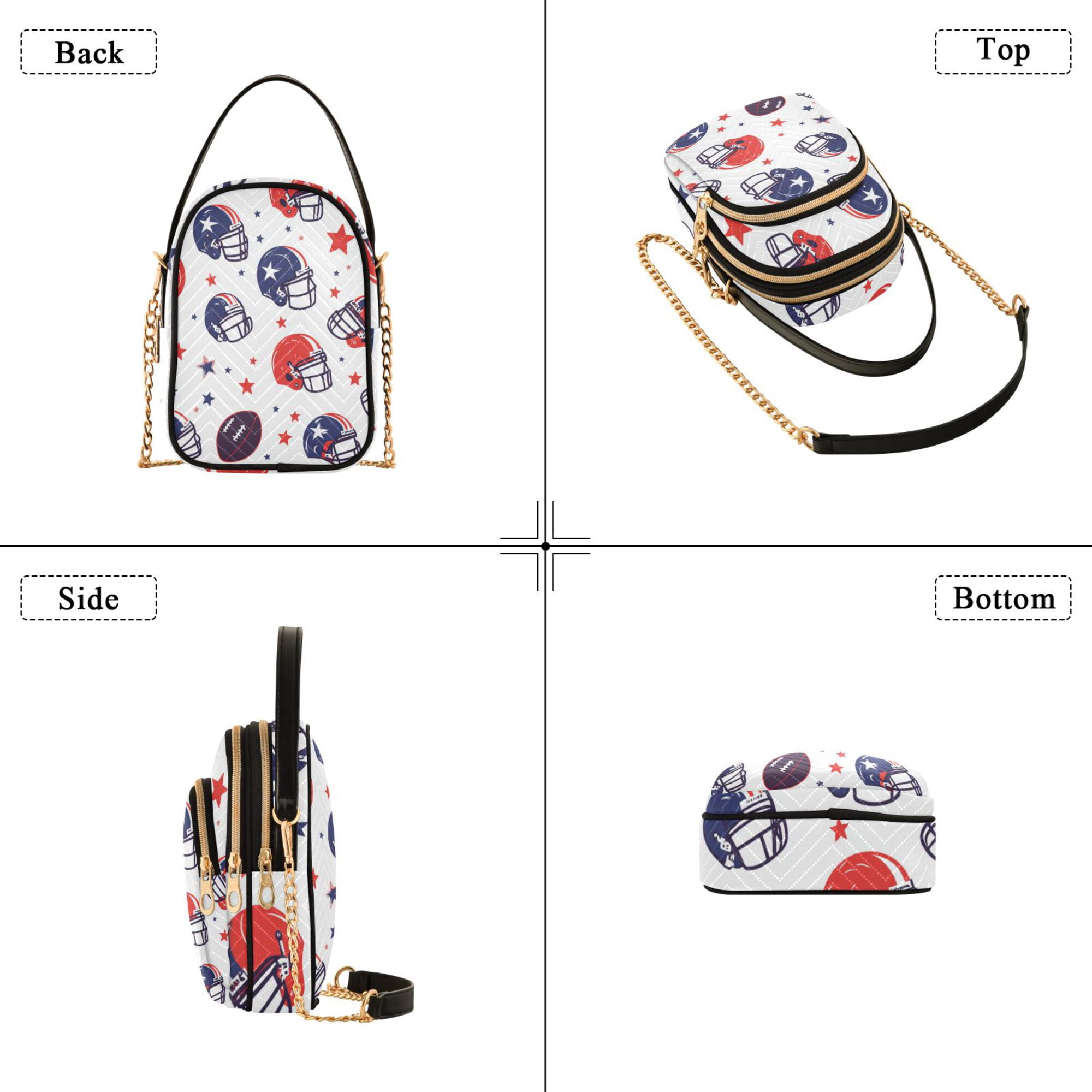 FORMRS Crossbody Bag for Women Quilted Travel Shoulder Cell Phone Purse with Chain Strap Handbag, Star Spangled Helmets