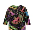 thumbnail image 4 of Girls Mardi Gras Outfit Cozy 3/4 Sleeve Tops Fat Tuesday Tshirt New Orleans Carnival Party Blouse, 4 of 4