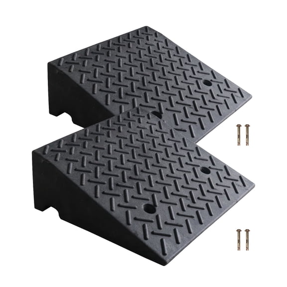 Solid Rubber Curb Ramp 2-Piece 5.0" Curb Ramp for Doorway Heavy Duty Rubber Ramps for Wheelchair for Wheelchairs Shed Ramp for Riding Mower