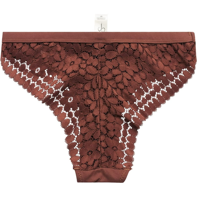 Jessica Simpson Women's Underwear - 3 Pack Microfiber Lace Tanga Panties  (S-XL) 